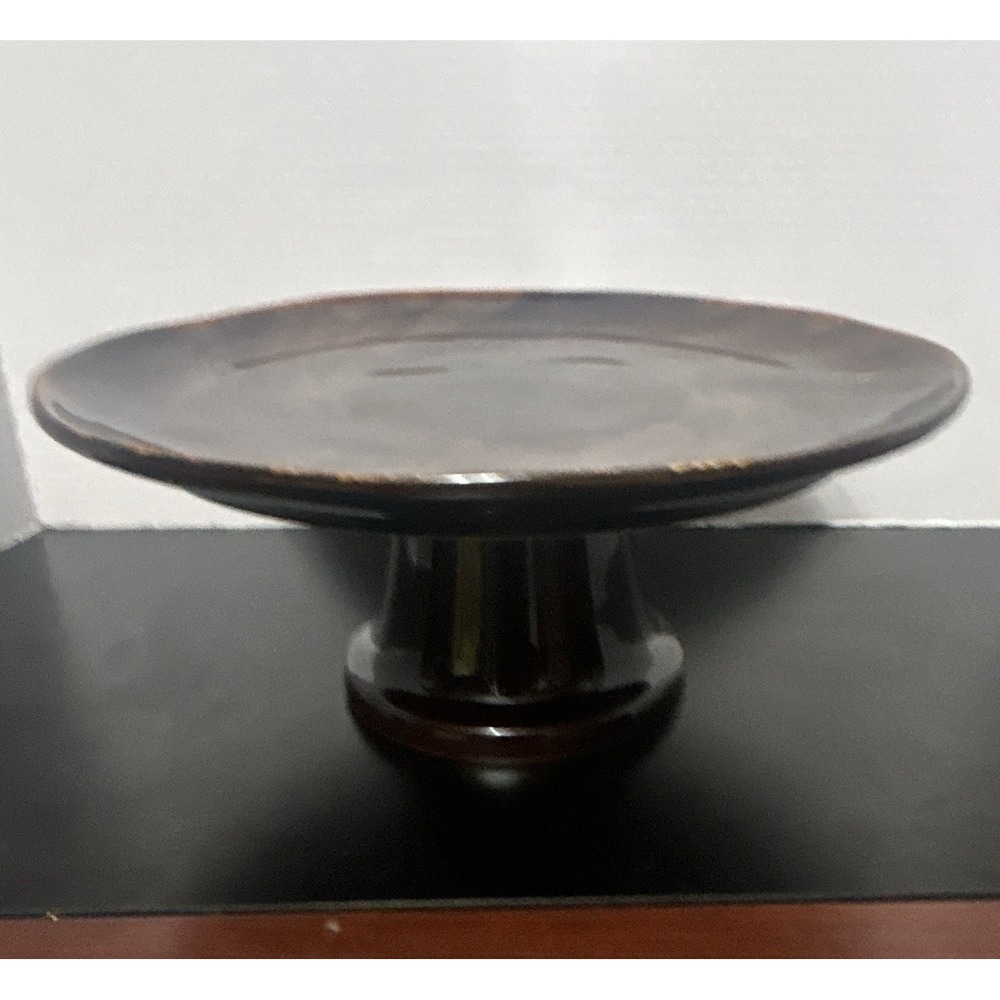 Sakura Port of Call Brown Tortoise Shell Pattern Pedestal Cake Stand, Round